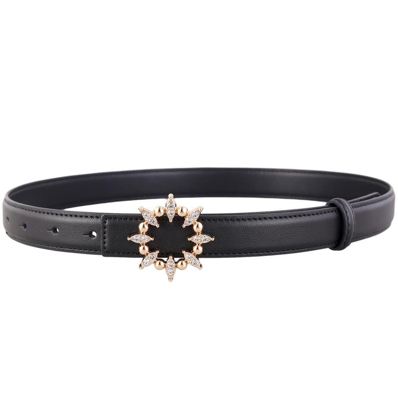 Cinturón Cuadrado de Hebilla de Cuero Genuino Para Mujer Con Acabado Liso y Estilo Minimalista