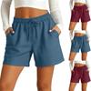 Damen Bermudashorts Mit Taschen Kordelzug Elastischer Bund Leinen-Shorts Lässige Strandurlaub Sommerkleidung