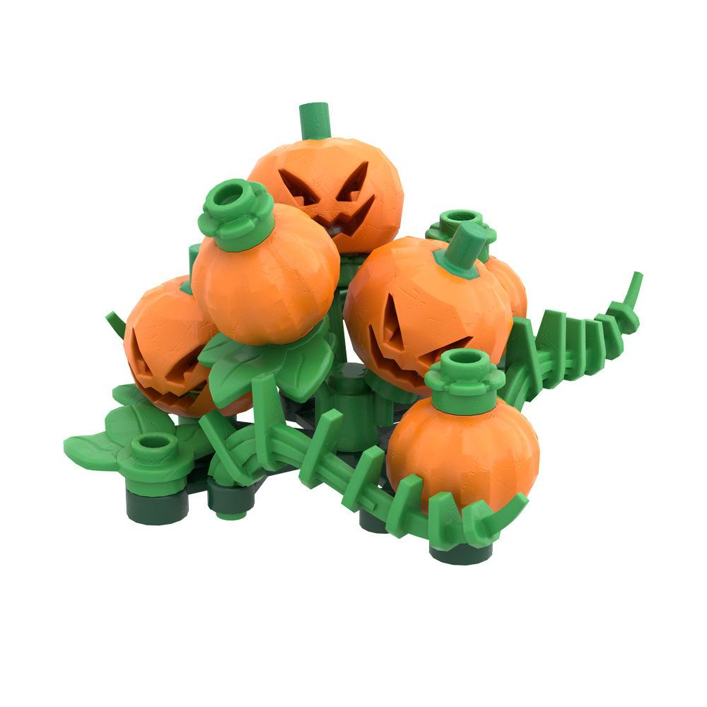 Small Particles Halloween Cemetery Pumpkin Splicing Assembly Fence Haunted House Scene Building Block Diy