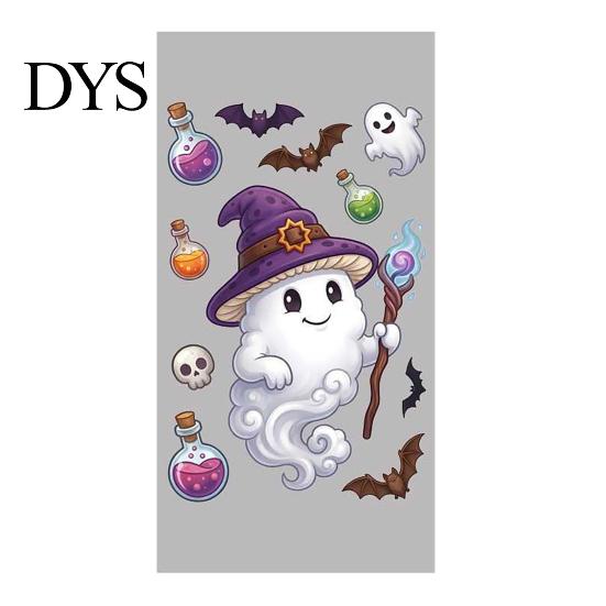 Cartoon Ghost Pumpkin Decals Halloween Window Cling Stickers, Candy Glass Decals, Self-Adhesive Removable Party Supplies for Art Home Doors