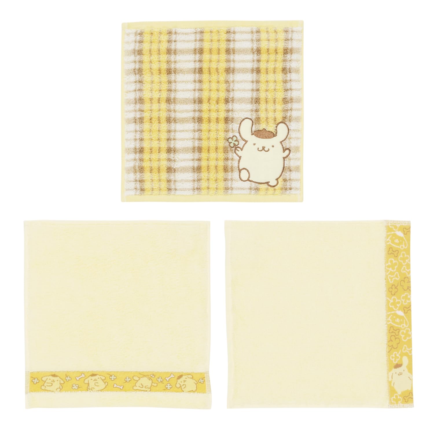 

Towel Laboratory Mini Low Sanrio Japan Technology [Sanrio Characters] #meet Towels, Pompompurin, 3-Piece Set, Fluffy, High-Absorbency, 100% Cotton,