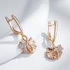 Rose Gold Color Creative Crystal Flower Drop Earrings For Women Fashion Natural Zircon Accessories Vintage Jewelry