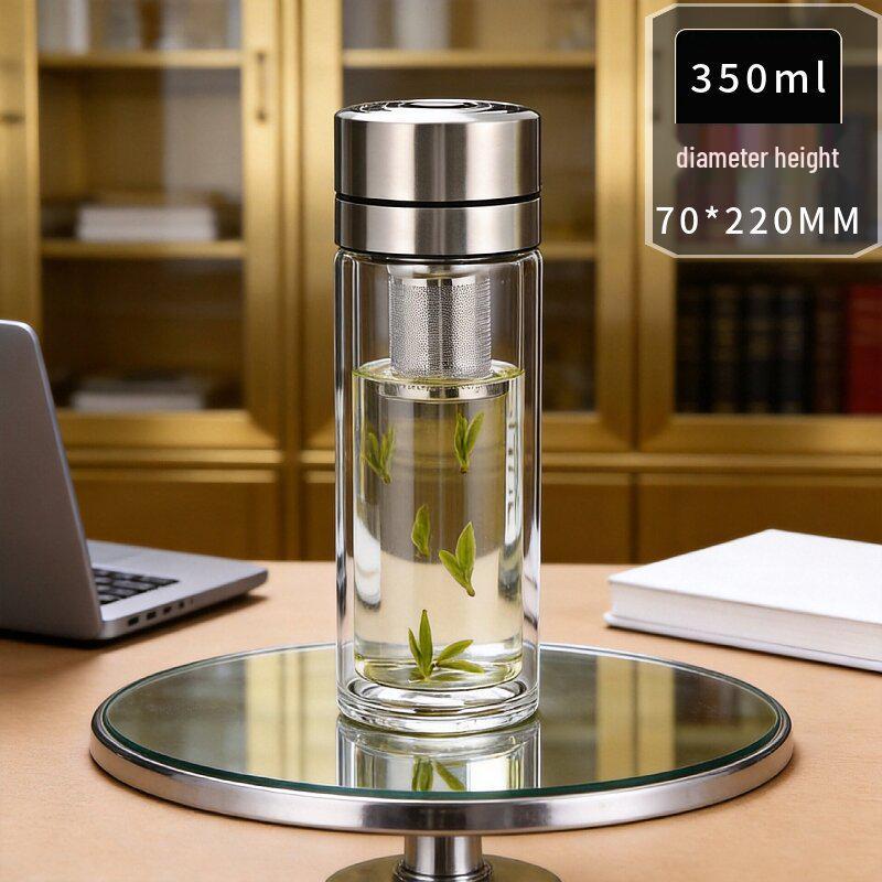 2026 Quick-Open High-Temp Resistant Glass Tea Infuser Cup with Large Capacity and Steel Lid