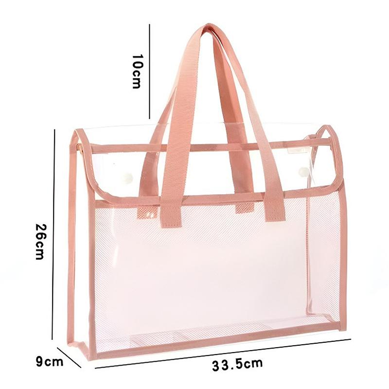1 Large Capacity Portable Transparent Waterproof Handheld Folder, Expandable File Storage Bag, Pvc Self-Adhesive File Bag