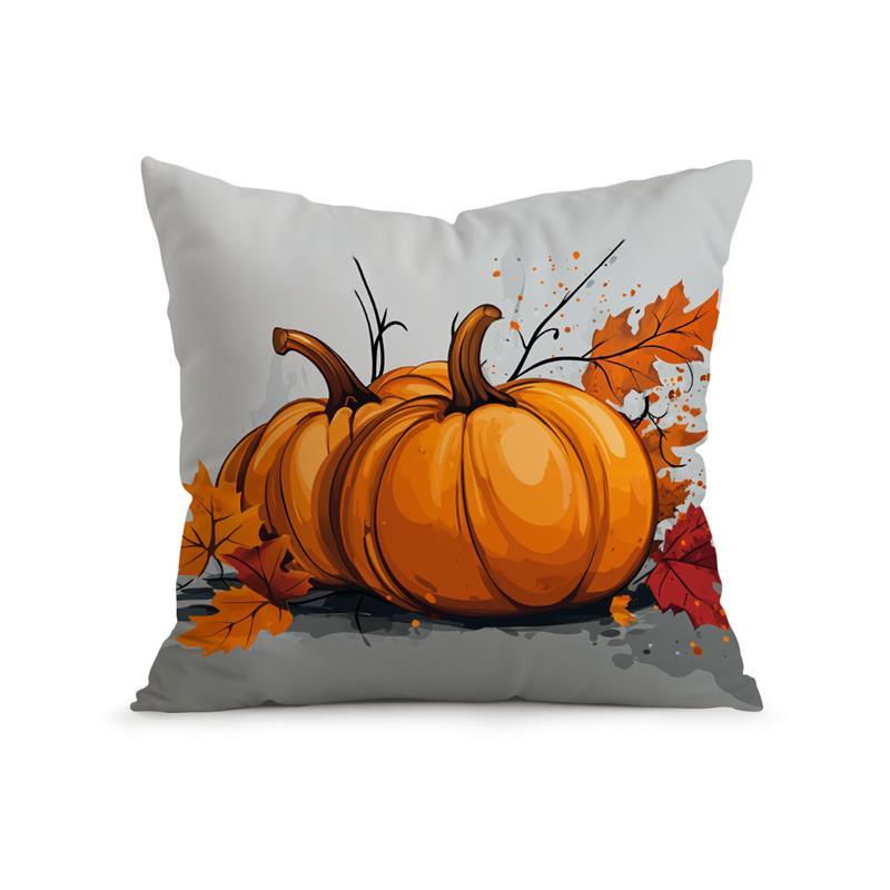 Autumn Pumpkin Maple Leaf Cushion Pillowcase Printed Polyester 45X45Cm Throw Pillowcover Decorative Sofa Cushion Pillowslip