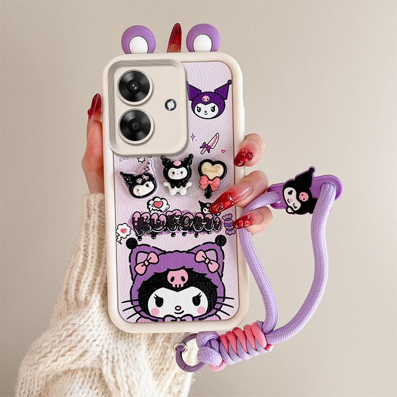 KEYSION Niedliche Ohr 3D Cartoon Hülle für Realme Note 60 mit Armband Silikon Stoßfeste Handyhülle für OPPO Realme Note 60X