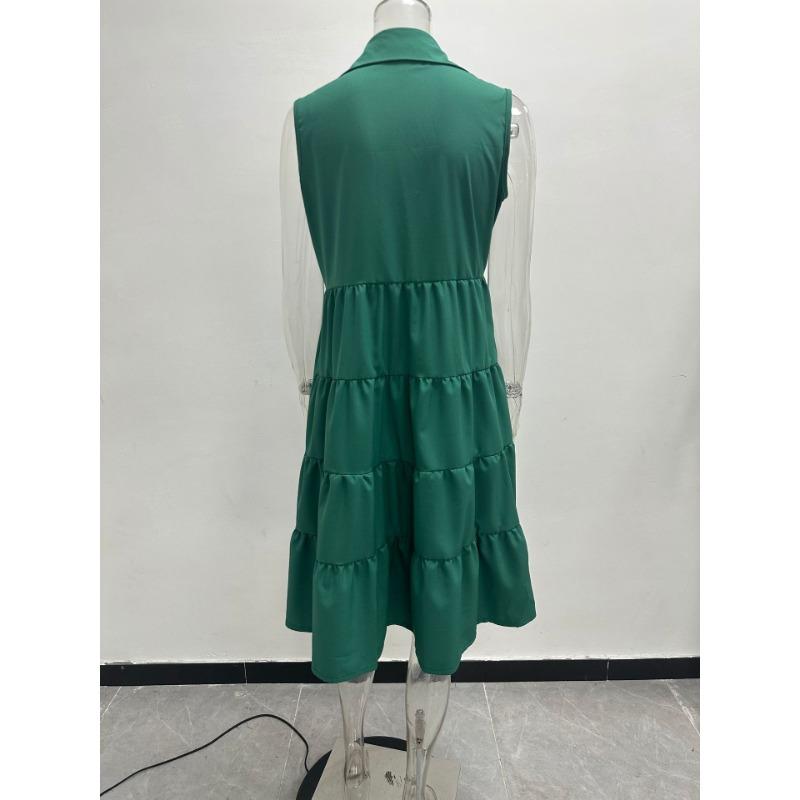 Rochie de damă de vară, cu decolteu în V, talie înaltă, fără mâneci, în față, scurtă, în spate, rochie lungă în linie A