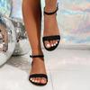 Fashion 2025 New Flock Thick Heels Sandals Women Summer Plus Size Ankle Buckle Sandalias Mujer Casual Non Slip Med Heel Sandles 43