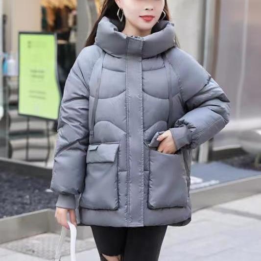 Jacke Damen 2026 Neu Mit Kapuze Tasche Große Größe Locker Jacke Mutter Winter Daunenjacke