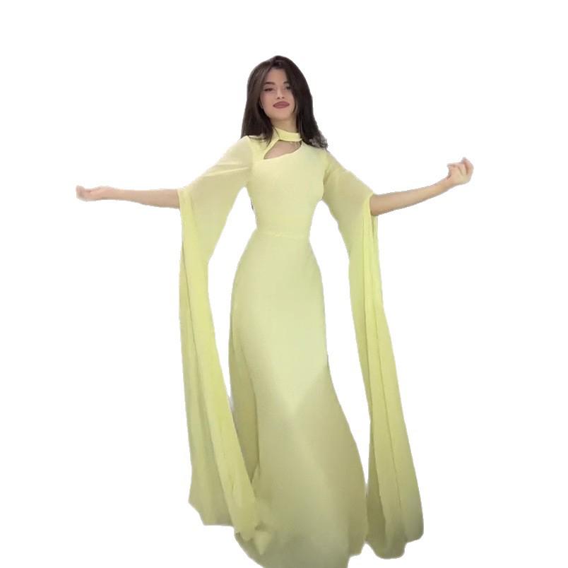 2025 Damen Einfarbiges Pendlerkleid mit Kappenärmeln