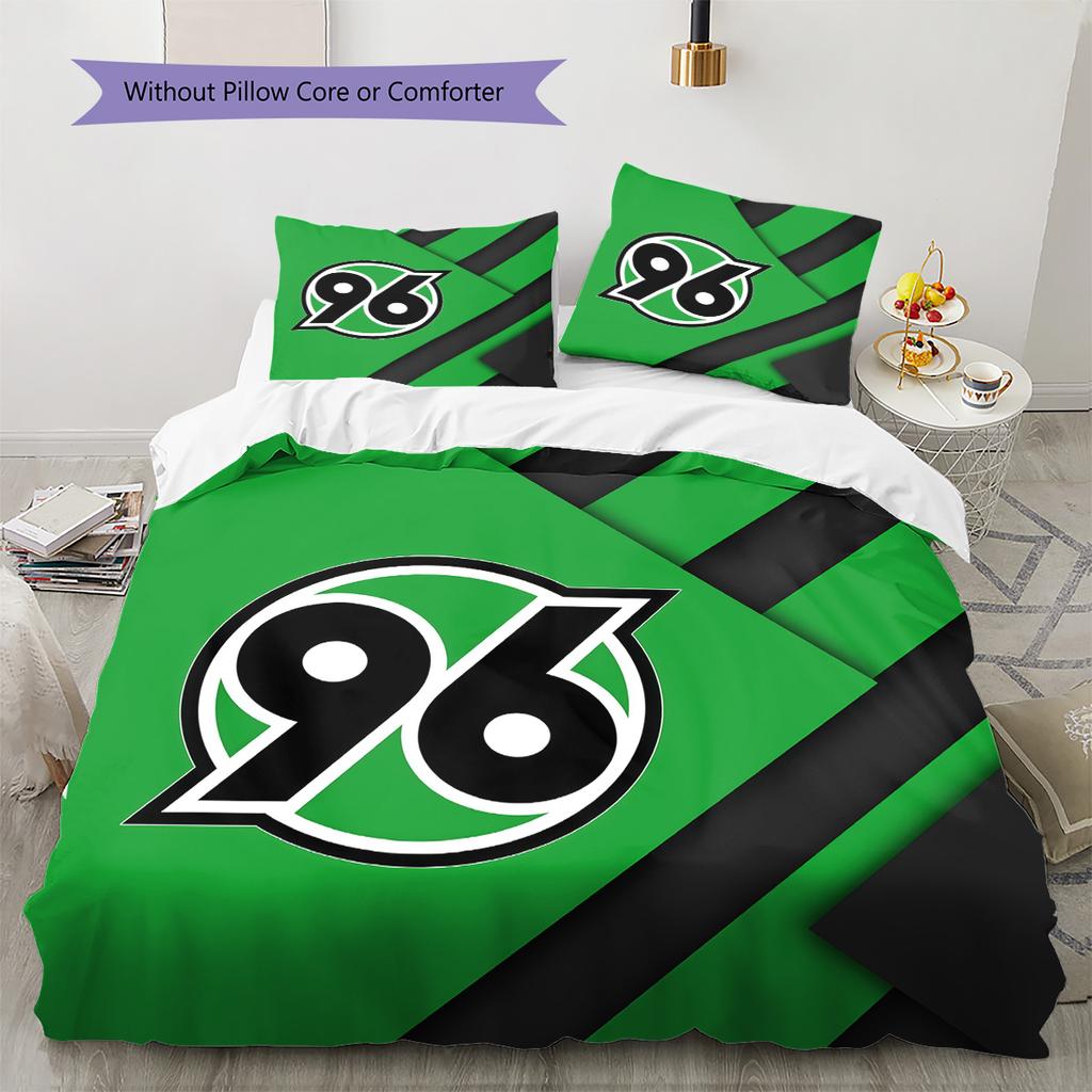 Hannover 96 Vzorovaná Sada Povlečení a Prošívané Deky Domácí Dekorace Dárek (1 * povlak na peřinu + 2 * povlak na polštář bez jádra)