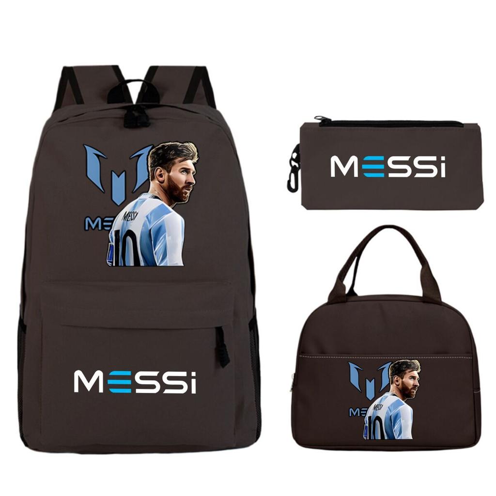 Football Star Peripheral Printed Backpack, Primary And Secondary School Children'S Three-Piece Simple Schoolbag
