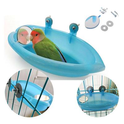 Ramidos Piccola vasca da bagno ovale per uccelli Accessori per gabbie per animali domestici Giocattolo con specchio per uccelli