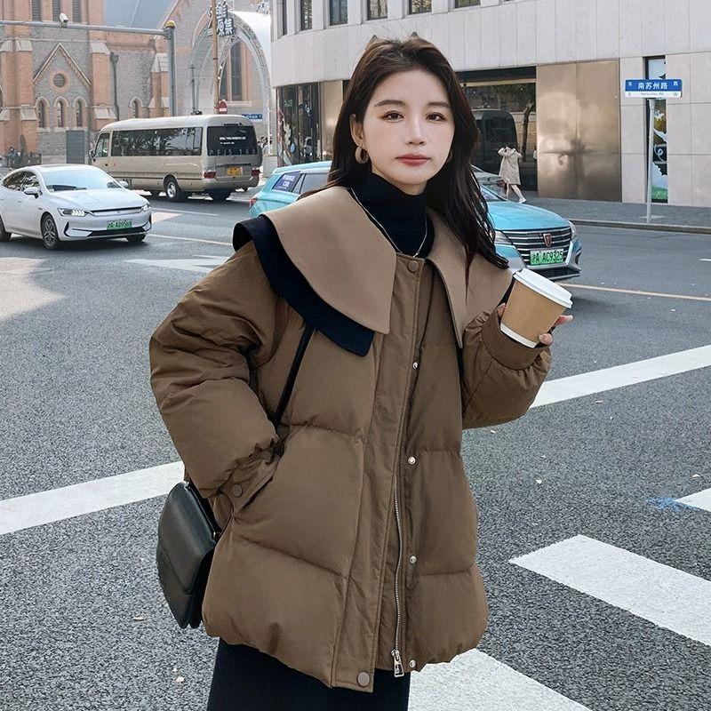 Zesílený bavlněný kabátek s límcem pro panenky pro ženy v zimě