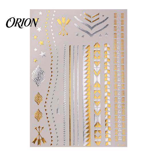 Adult Child Fake Tattoos Golden Silver-color Metallic Tattoo Sticker for Women Girls, Temporary Stickers Face Body Arm Decoration, Waterproof