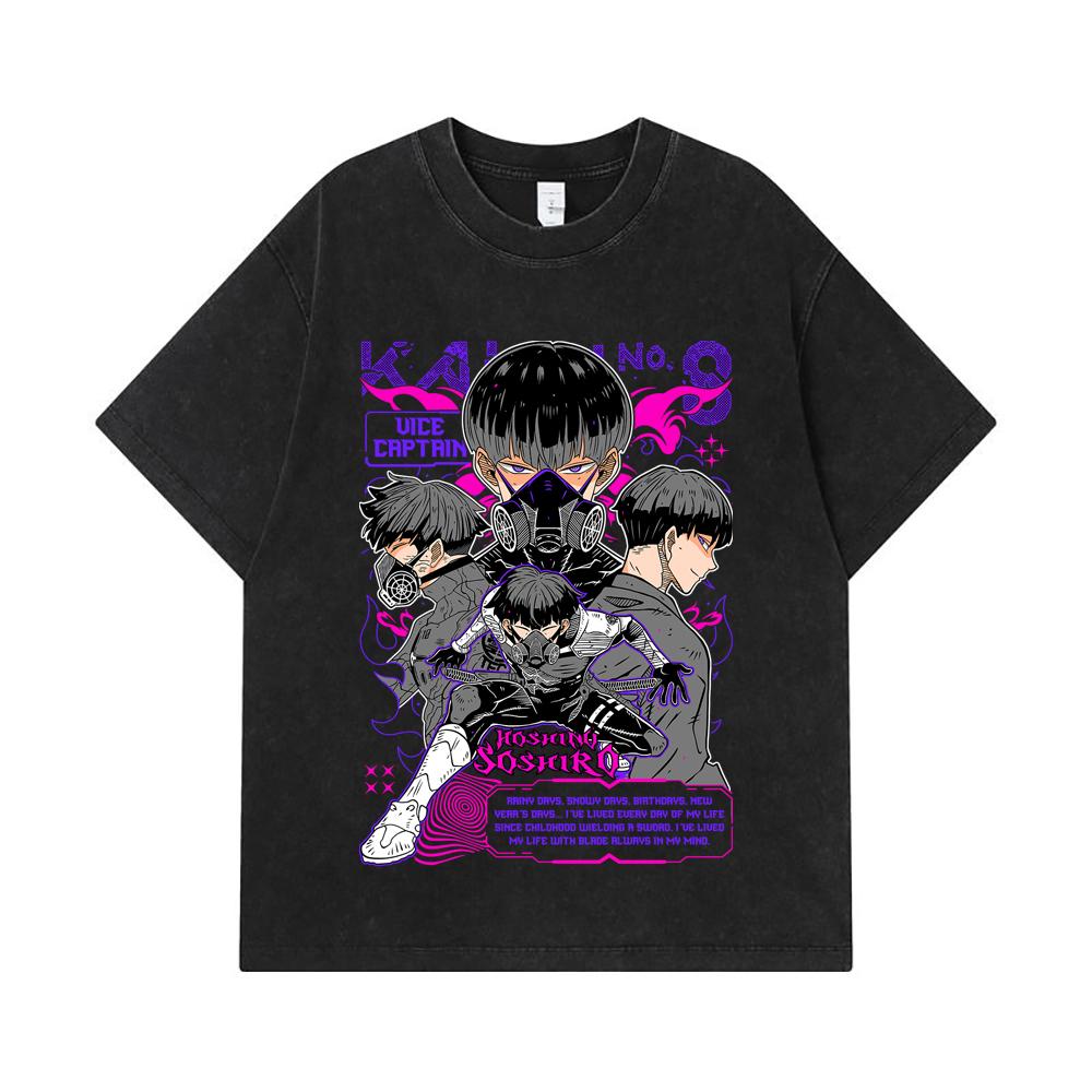 275 GSM Washed T-shirts 100% Cotton Kaiju No 8 V10 Soshiro Print Unisex Heavy Cotton T Shirt
