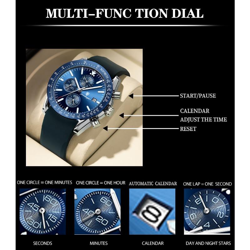 POEDAGAR Men Watch Fashion Sport Chronograph Silicone Quartz Watches Top Brand Luxury Waterproof Luminous Date Wristwatch