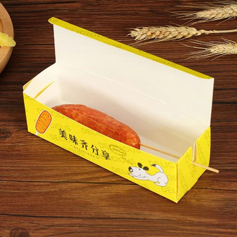 100PCS Boat Shape Sausage Tray Paperboard Takeaway Container Hot Dog Packaging Box Catering Use