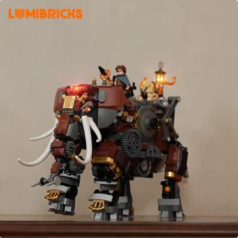 Светящиеся кубики Lumibricks Серия «Мир стимпанка» Мастерская по механическому ремонту Ретро-архитектурная модель Механический слон Сборка Подарок No original box