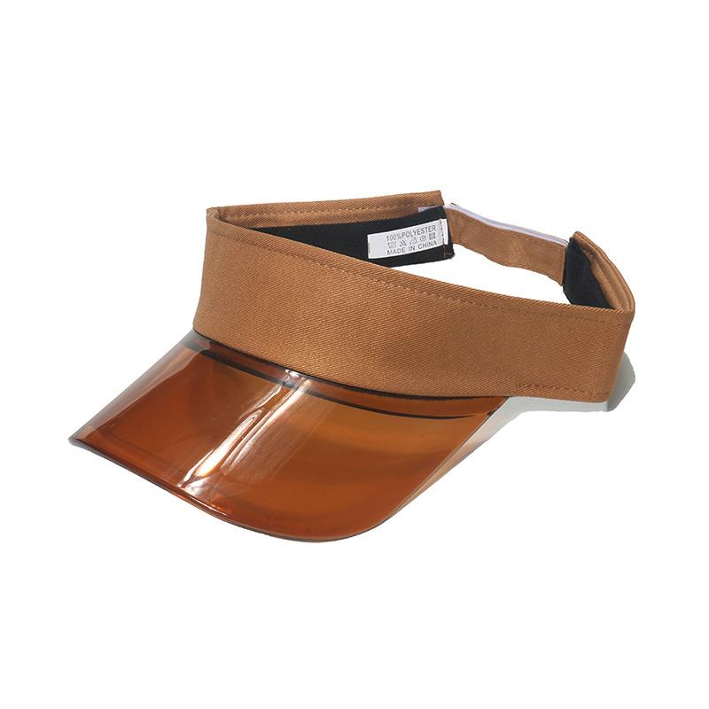 Customized fluorscent color Sun Visor Hats summer beach Plastic PVC Visor Caps Outdoor Sport Bicycle Sunshade Hat for Women NO LOGO