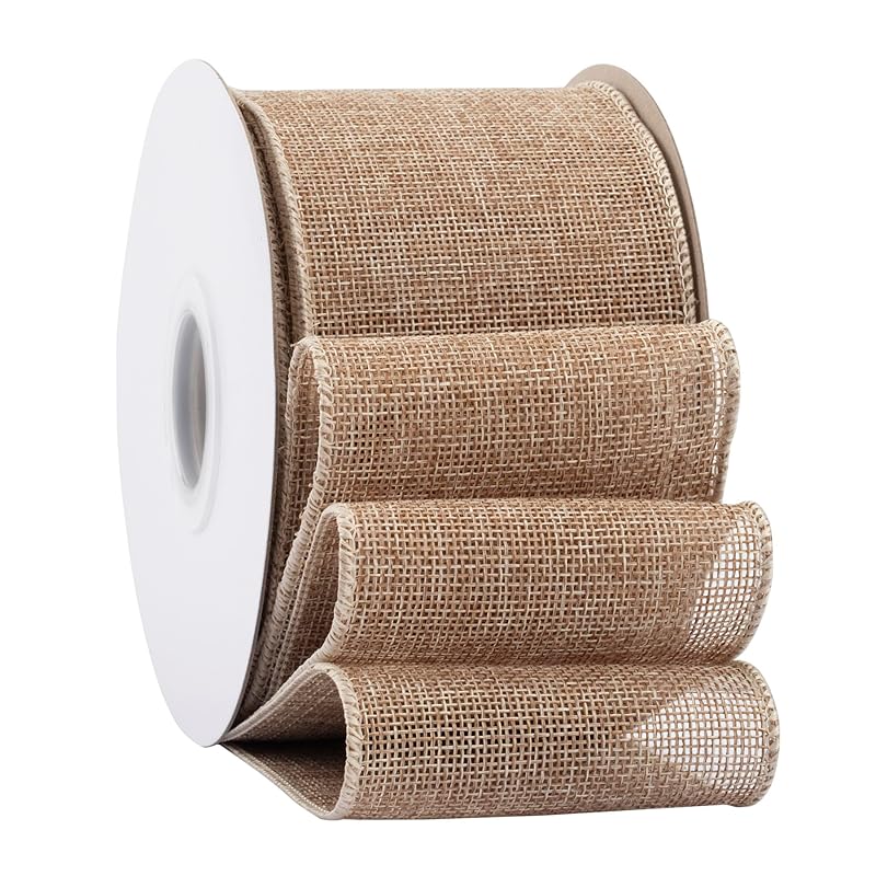 

[Ribbonitlux]Width 75mm burlap wire ribbon length 18m Perfect for gift wrapping, how to make bows, natural wedding decorations, and Christmas tree