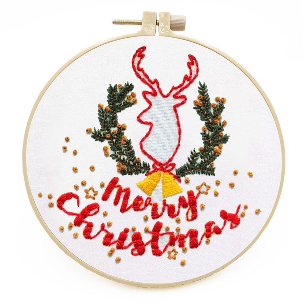 Accessories Xmas Patterns DIY Merry Christmas Cross Stitch Kit Embroidery Hoop Christmas Embroidery