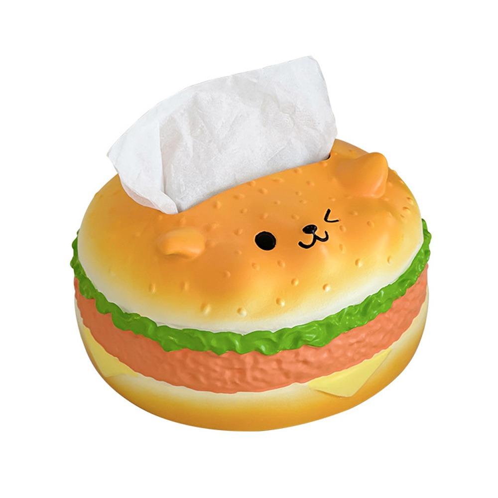 Figure Model Burger Dog Tissue Box Collectible Hamburger Fun Tissue Box  Birthday Gift