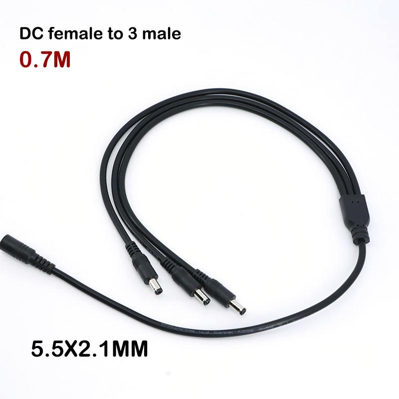 0.7m 18awg DC female to 3 way male power Supply Splitter Cable 1 Female to 3 Male connector CCTV Accessories extend Adapter 70cm