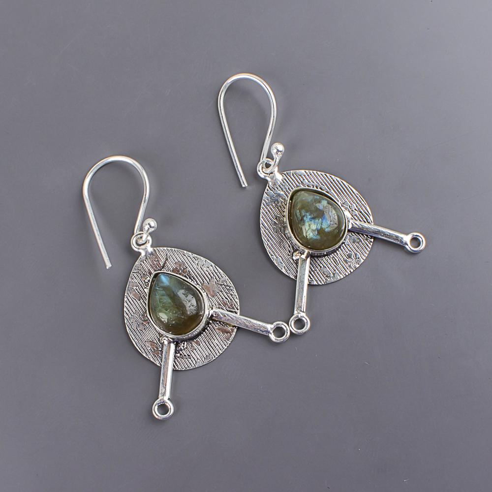 Labradorite Gemstone Jewelry, 925 Sterling Silver Jewelry, Handmade Beautiful Earrings For Anniversary Gift