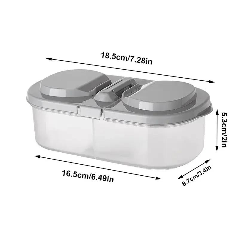 Double-compartment Covered Storage Box Kitchen Food Grains Sealed Jar Spice Storage Box Sealed Crisper Plastic Flip Crisper