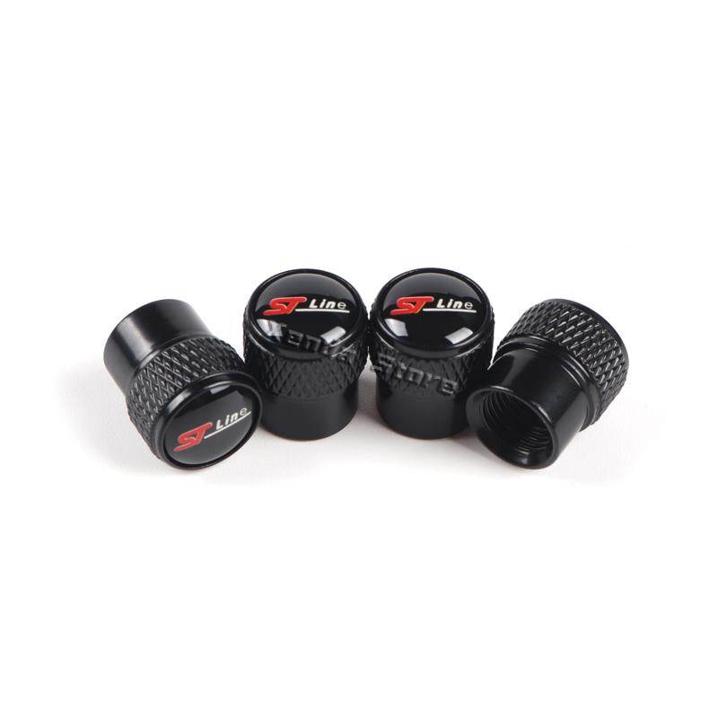

4PCS Car Wheel Tire Valve Stem Caps Airtight Cover For Ford ST Line Focus X 2 3 Mondeo Fiesta Kuga MK2 MK3 MK4 Tyre Accessories чорний