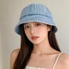 Denim Washable Bucket Hat With Wide Brim Sun Protection For Casual Wear