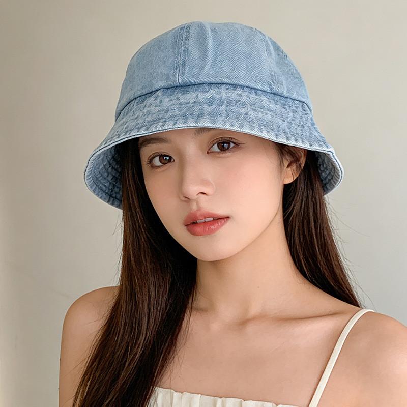 Denim Washable Bucket Hat With Wide Brim Sun Protection For Casual Wear