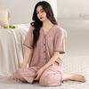 Pajamas women's summer modal short-sleeved cropped pants thin summer middle-aged mother cotton and silk cool summer loungewear