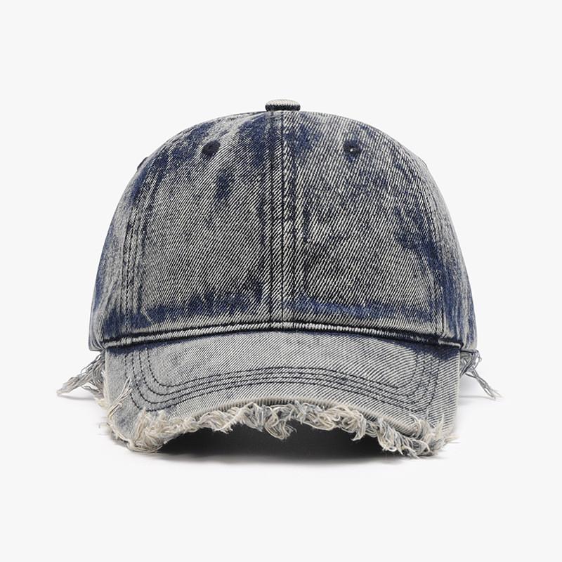 Classic Cotton Baseball Cap With Waterwashed Finish And Letter Design Sun Hat For Men Women Navy Blue