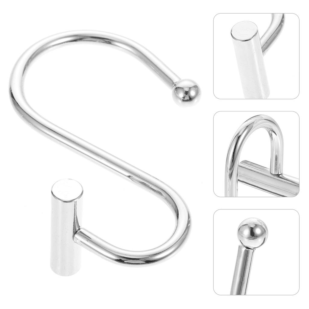 12Pcs T-Bar Curtain Hooks Metal Shower Rings Seamless Slide No Bunching Modern Bathroom Decor Shower Curtain Hooks