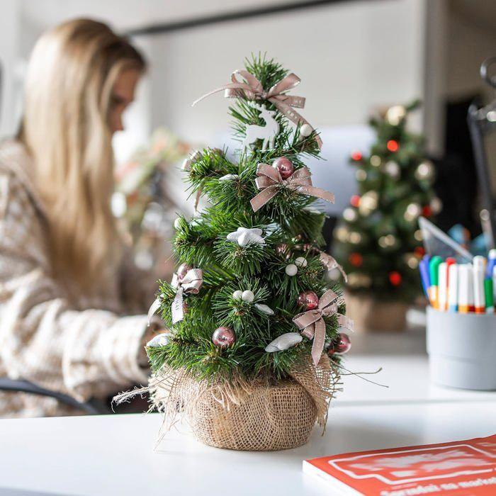 Sapin De Noël Artificiel - Creative Home - 30 Cm - Vert Foncé - Support En Jute - Intérieur/Extérieur