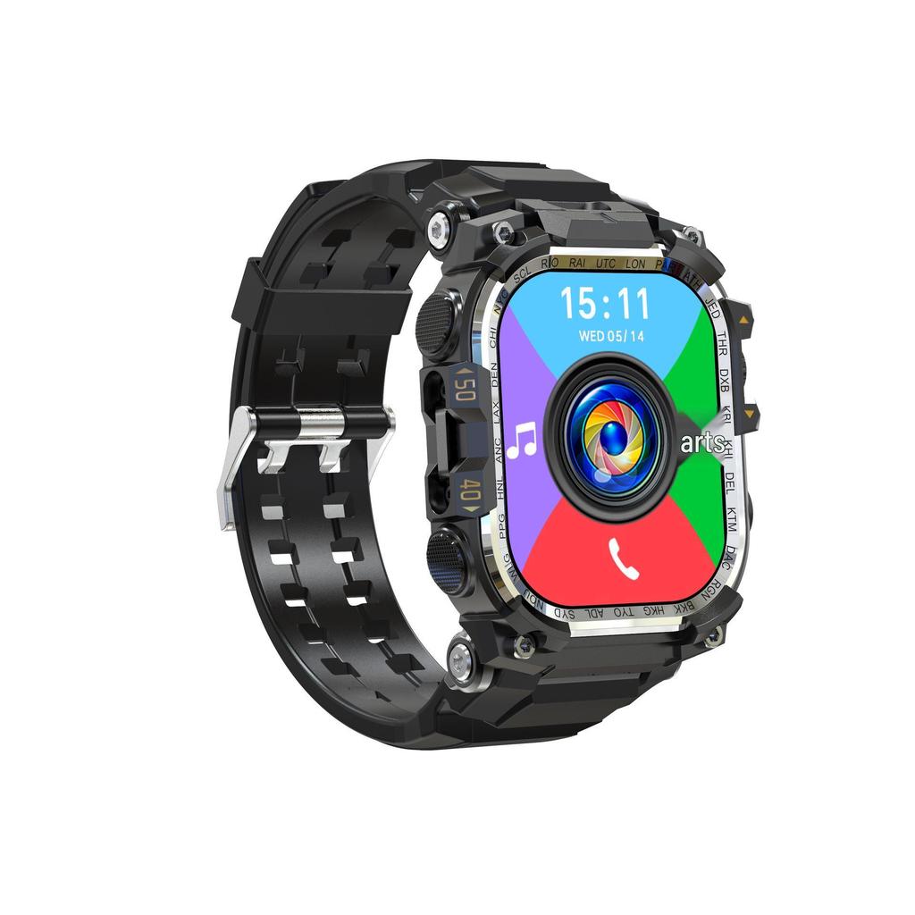 Q888 4G Smartwatch: HD Clear AMOLED, Large Screen, Android OS, SIM Slot, Rotating Camera, Flashlight.