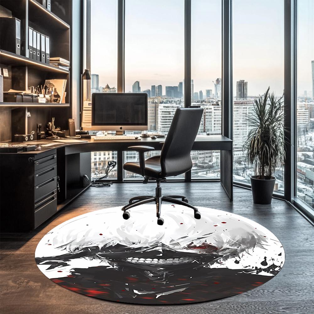 Tokyo Ghoul Printed Round Rug Carpet Chair Rug Area Rug Entryway Doormats,for Office Chair Living Room Bedroom Kitchen Room.