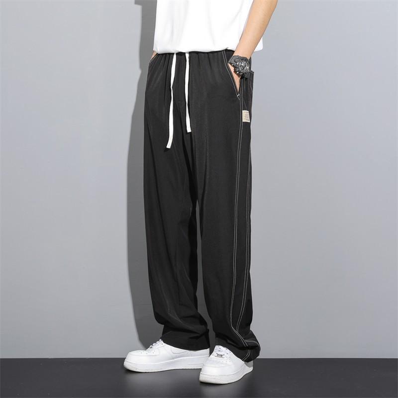 Ice Pants Men's Summer and Summer Loose Mopping Wide Legs Thin High-end Trendy Handsome Straight Casual Pants