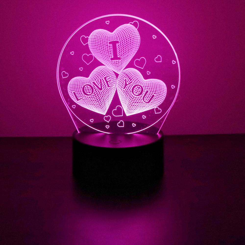 3D Lamp LED Night Light Illusion I Love You Gadget Heart Bedroom Desk Lamps Home Decor Romantic Night Love Valentine's Day Gifts