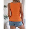 QICED Spring Summer Casual V-neck Cut-out Knitted Sweater for Vacation Top Women's Wear