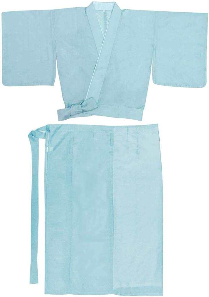 Washable Sky [KYOETSU] 2-piece kimono, Koma-ro, Silk, Women's (L, Blue)