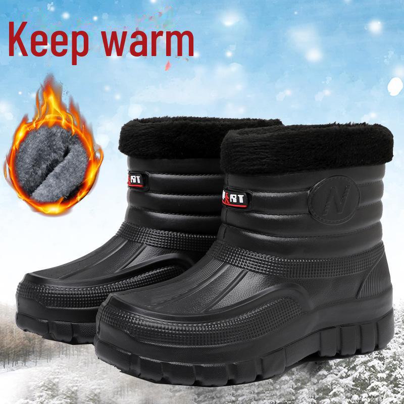 Men's Ultra-Light Waterproof EVA Winter Boots: Non-Slip, Thickened High-Top Shoes for Cold Storage, Outdoor, and Car Wash Work.