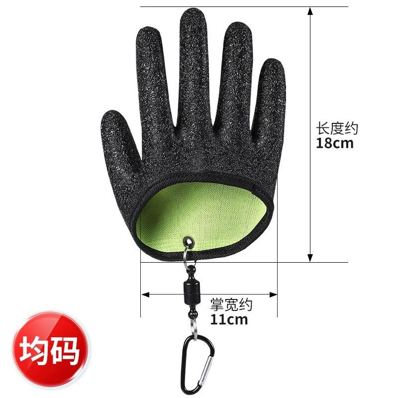 Wasserdichte Fischhandschuhe mit 2 Haken - Bissfest, Kratzfest & Latex-Landungshandschuhe mit Weiter Öffnung Anti-Schnitt Fischhandschuhe right grün