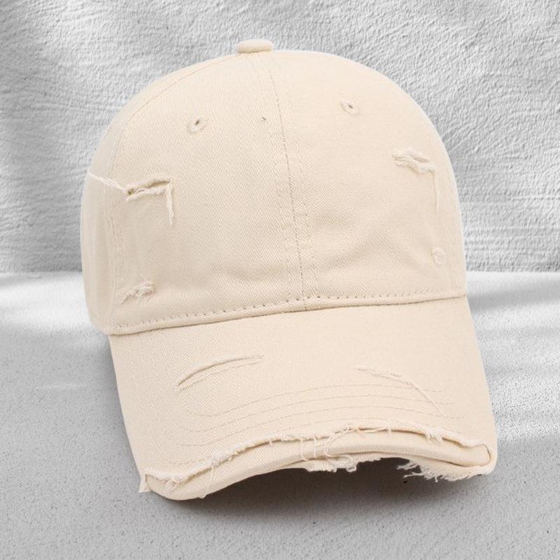 Casquettes de baseball personnalisées déchirées pour hommes et femmes, été tendance, polyvalentes, dessus souple, bord incurvé, chapeau de soleil, casquette à visière