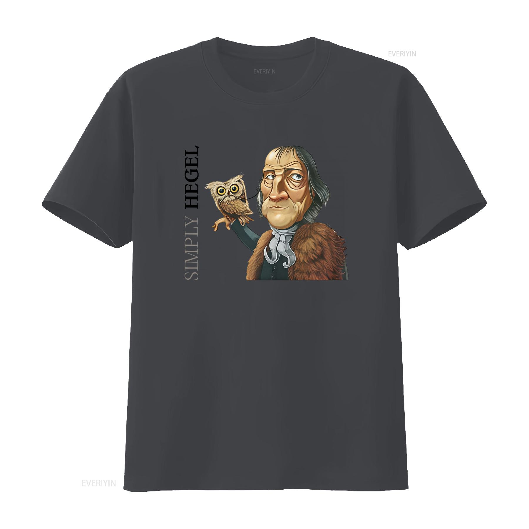 

Georg Hegel Ultra Cotton T Shirt Featuring an Artistic Illustration of with Owl vintage Washed graphic streetwear Casual 4XL