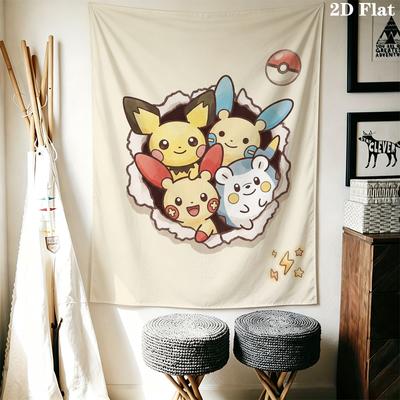 Pokemon Wall Tapestry Aesthetic Wall Hanging Printed Fabric Blanket Decorative Tapestries for Bedroom Living Room Home Decor