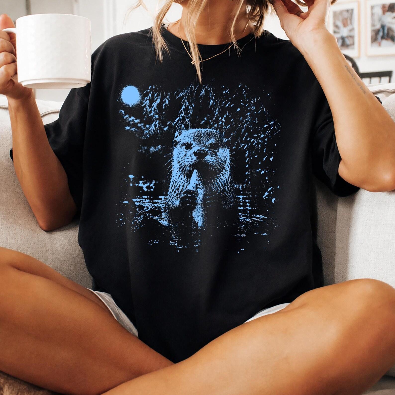 Otter Comfort Colors Shirt, Go With The Flow Sea Otter Tee, Vintage Nature Graphic, Ocean Wildlife Lover Gift 4XL