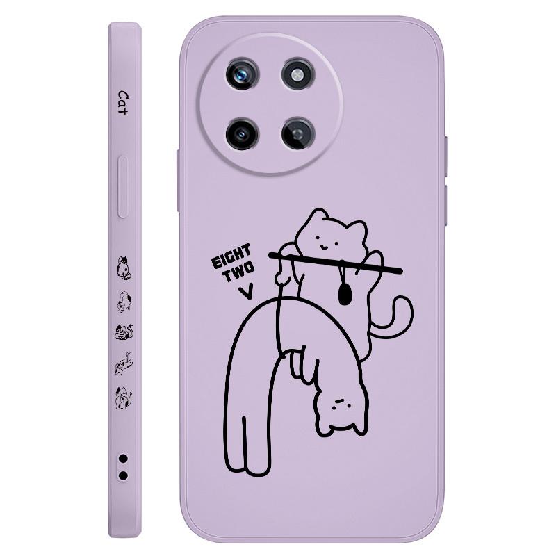 

Cute Heavy Cat Phone Case For OPPO Realme 12 11 10 9 9i 8 8i 7 Pro Plus C35 C21Y C25Y C25 4G 5G Liquid Silicone Cover Realme 11 5G